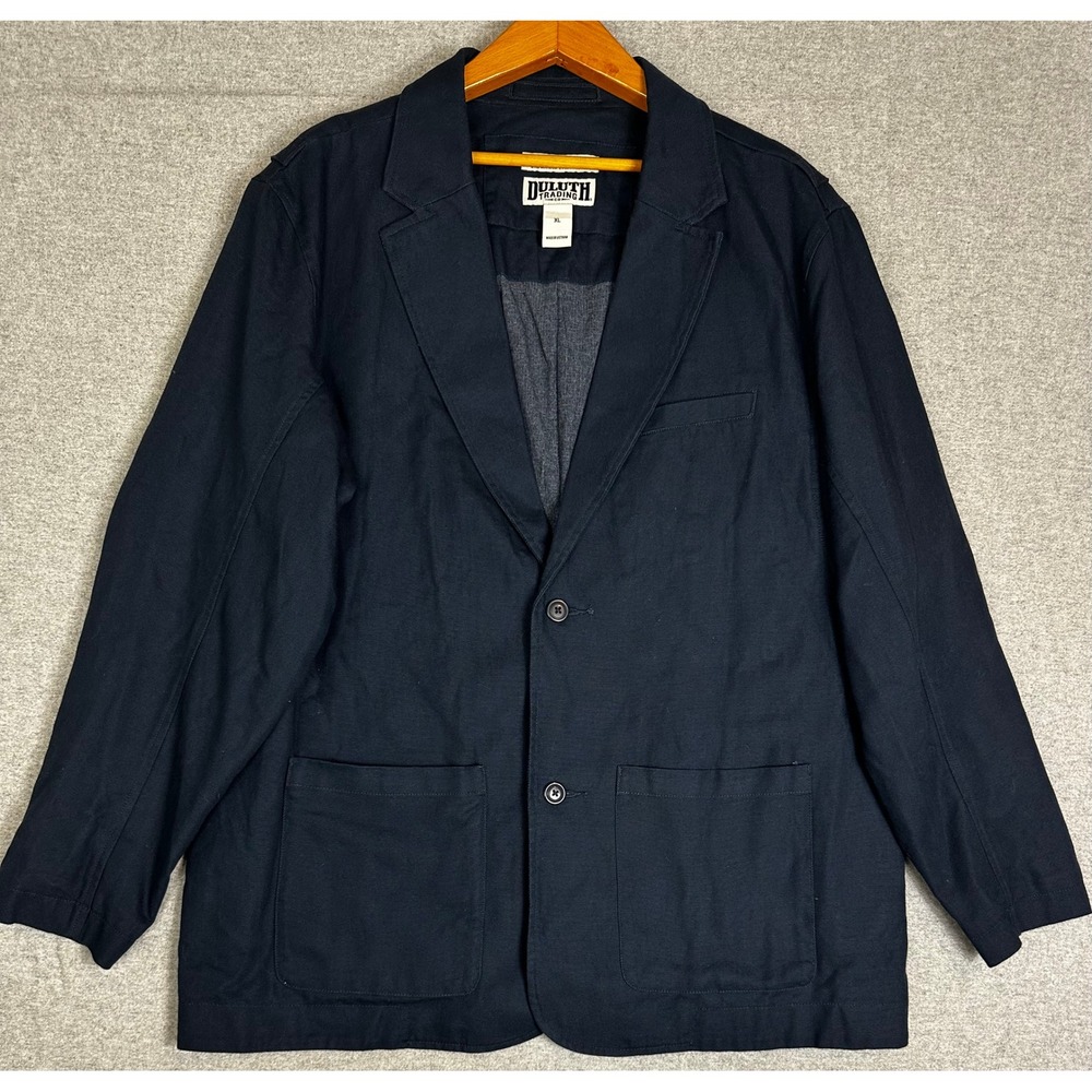 NEW Duluth Trading Fire Hose Presentation Blazer Mens XL Navy Canvas Sport Coat